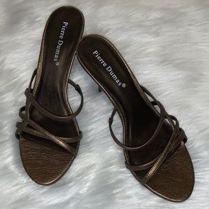 Pierre Dumas Gold Sandals 1.5" Heels Sz 6